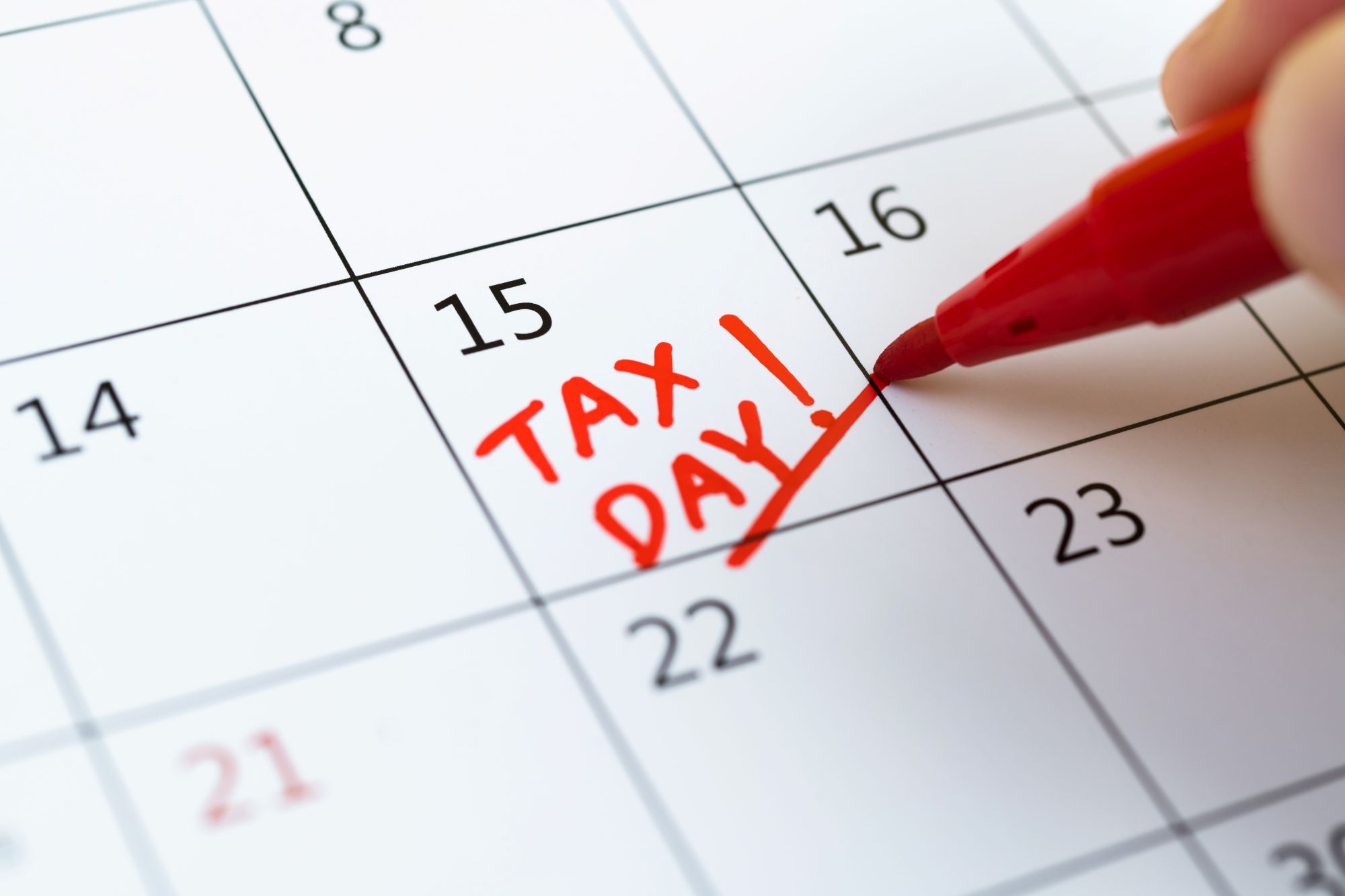 calendar with tax day written on it
